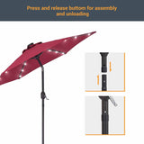 LIVOOSUN Patio 7.5 FT LED Market Umbrella,Table Umbrella w/Tilt Button