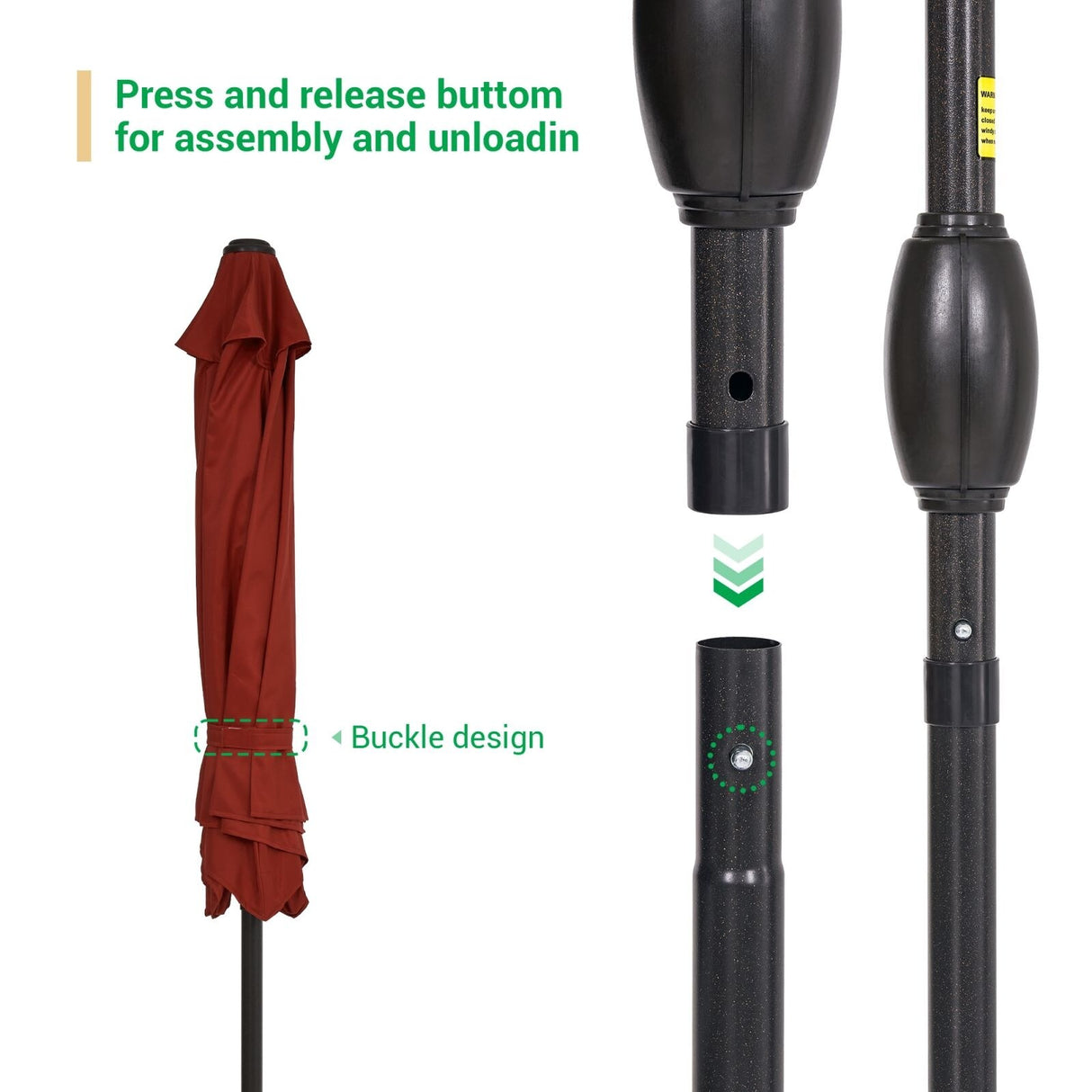 LIVOOSUN 7.5ft Steel Patio Market Umbrella Tilt System