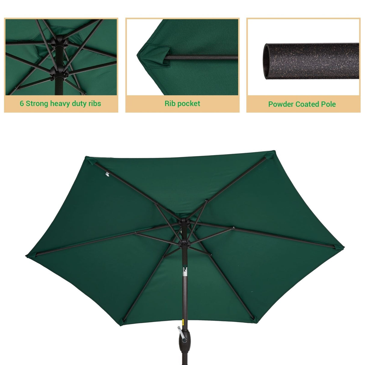 LIVOOSUN 7.5ft Steel Patio Market Umbrella Tilt System
