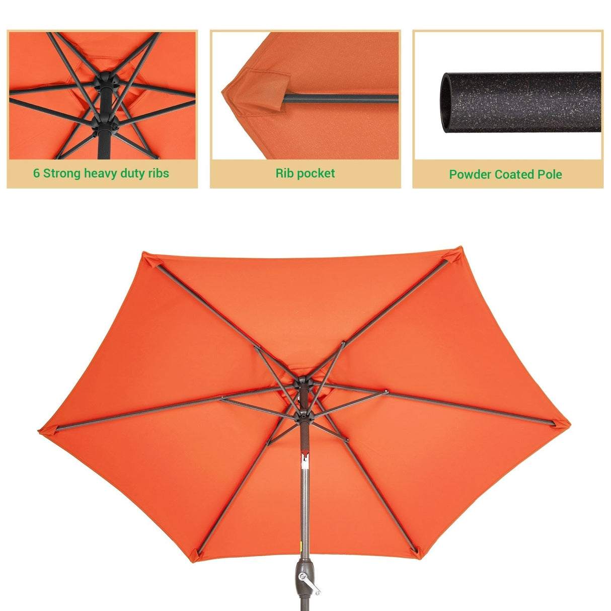 LIVOOSUN 7.5ft Steel Patio Market Umbrella Tilt System