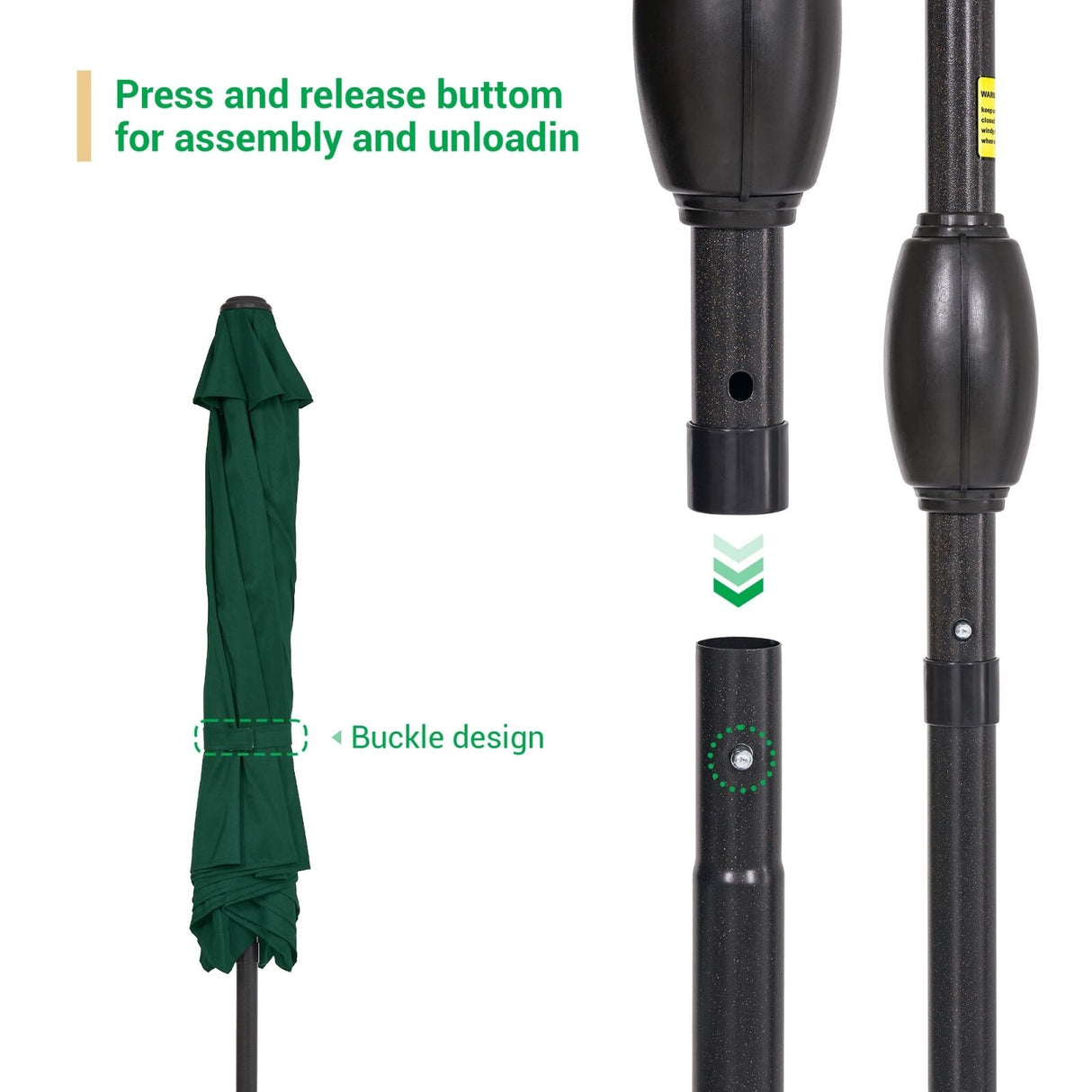 LIVOOSUN 7.5ft Steel Patio Market Umbrella Tilt System