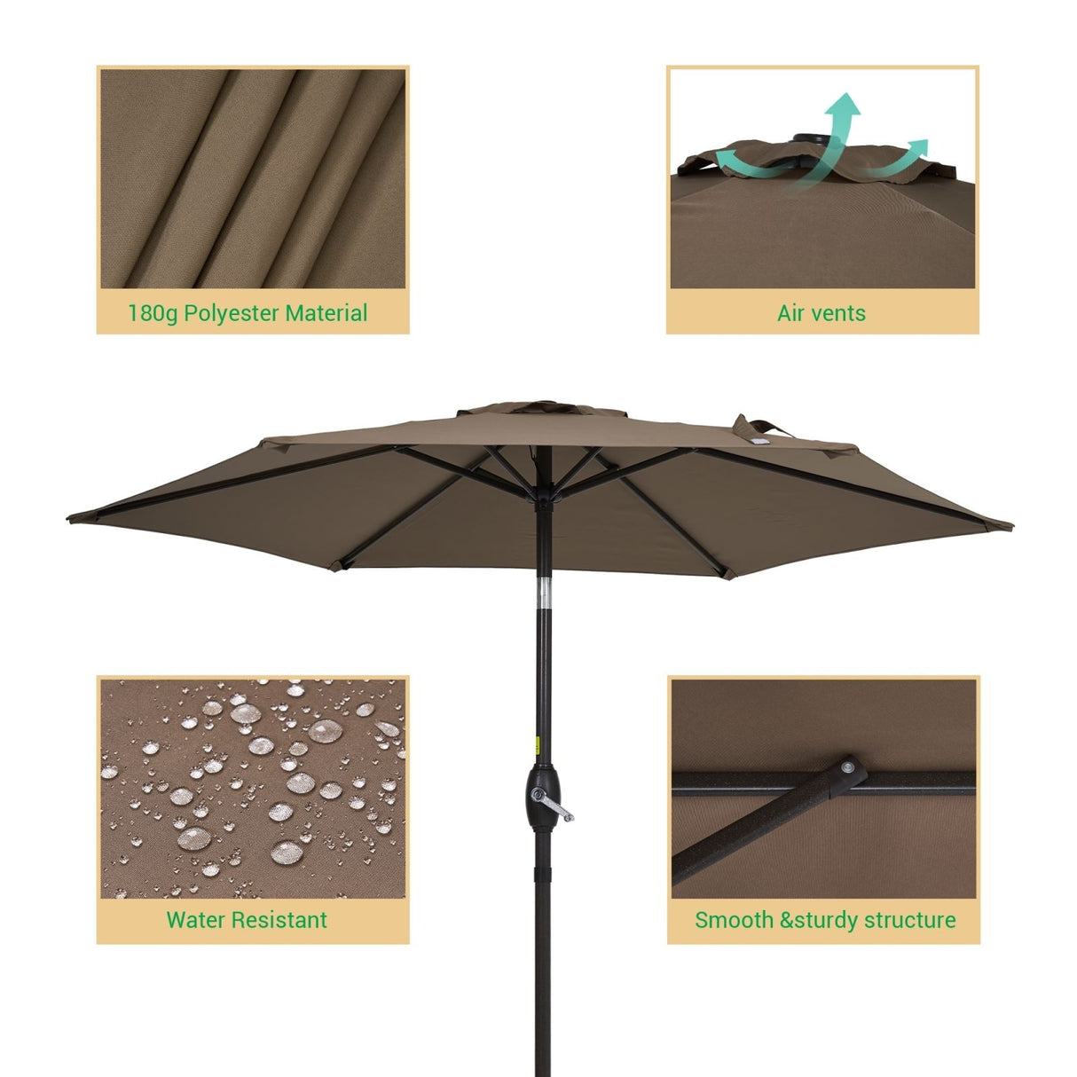 LIVOOSUN 7.5ft Steel Patio Market Umbrella Tilt System