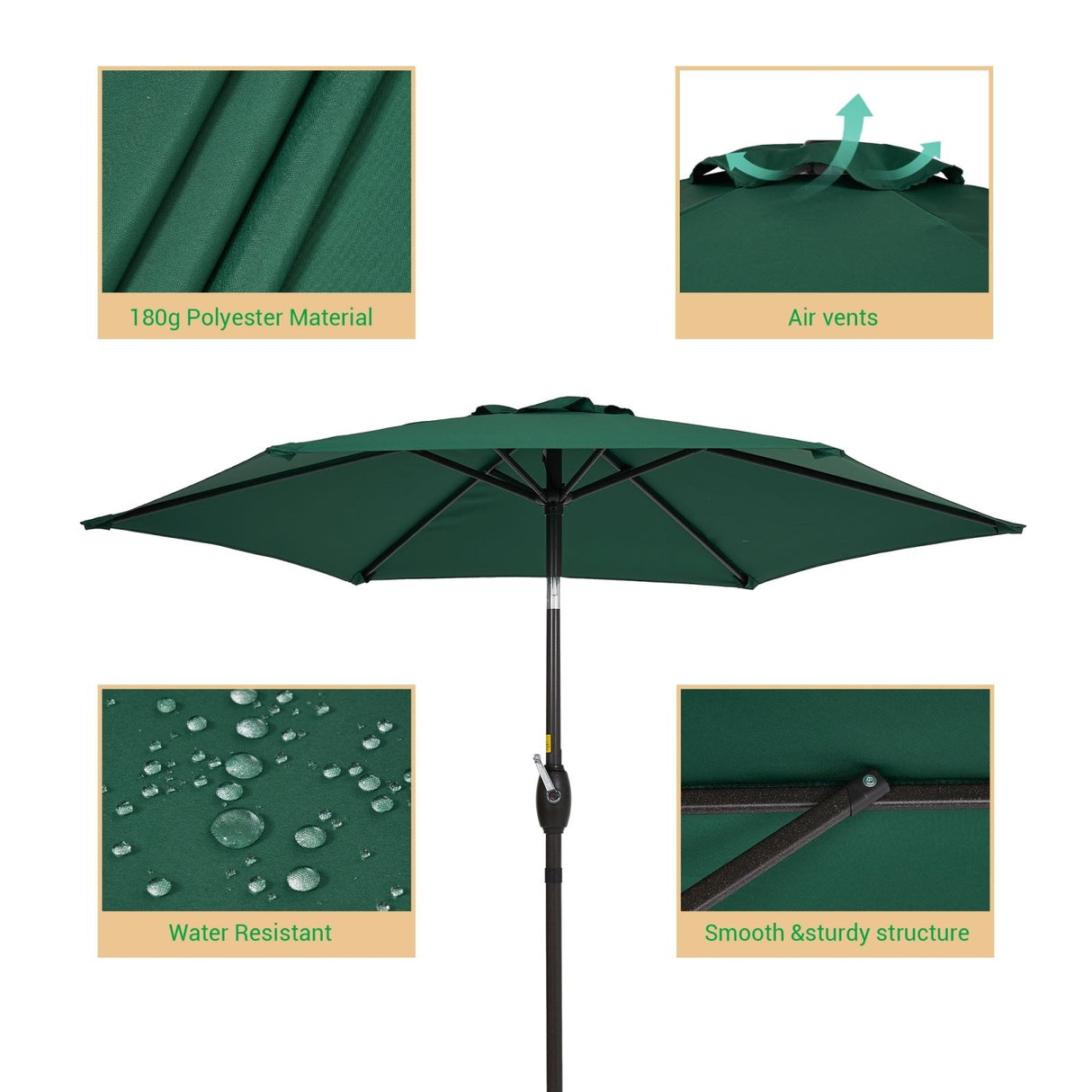 LIVOOSUN 7.5ft Steel Patio Market Umbrella Tilt System