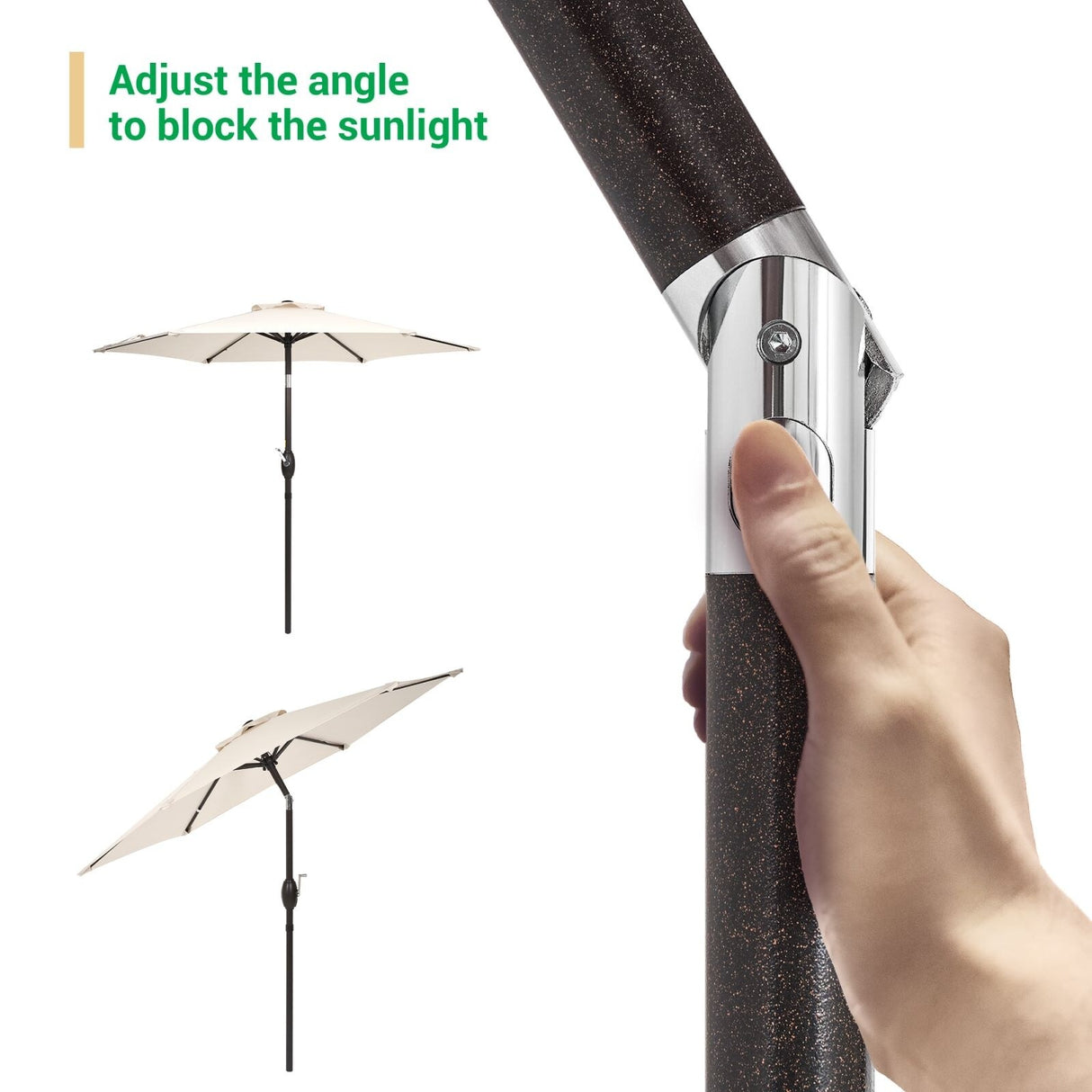 LIVOOSUN 7.5ft Steel Patio Market Umbrella Tilt System