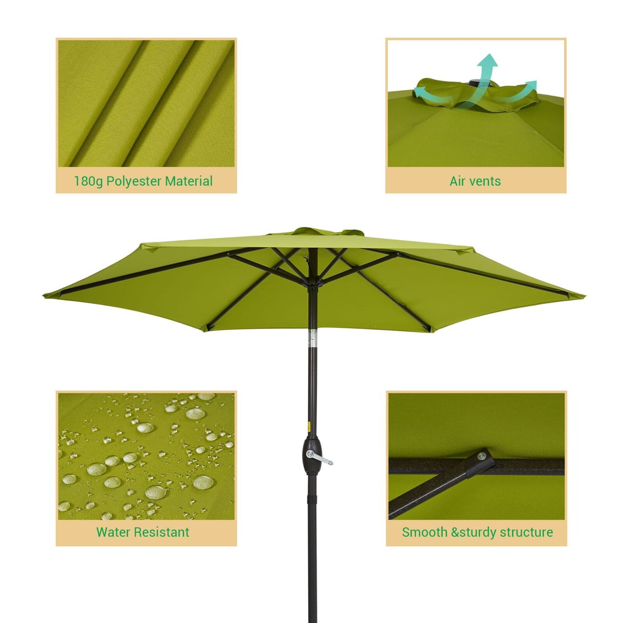 LIVOOSUN 7.5ft Steel Patio Market Umbrella Tilt System