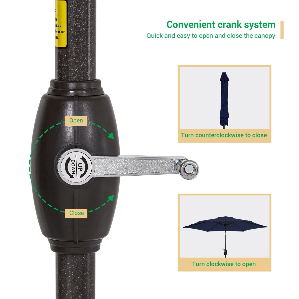 LIVOOSUN 7.5ft Steel Patio Market Umbrella Tilt System