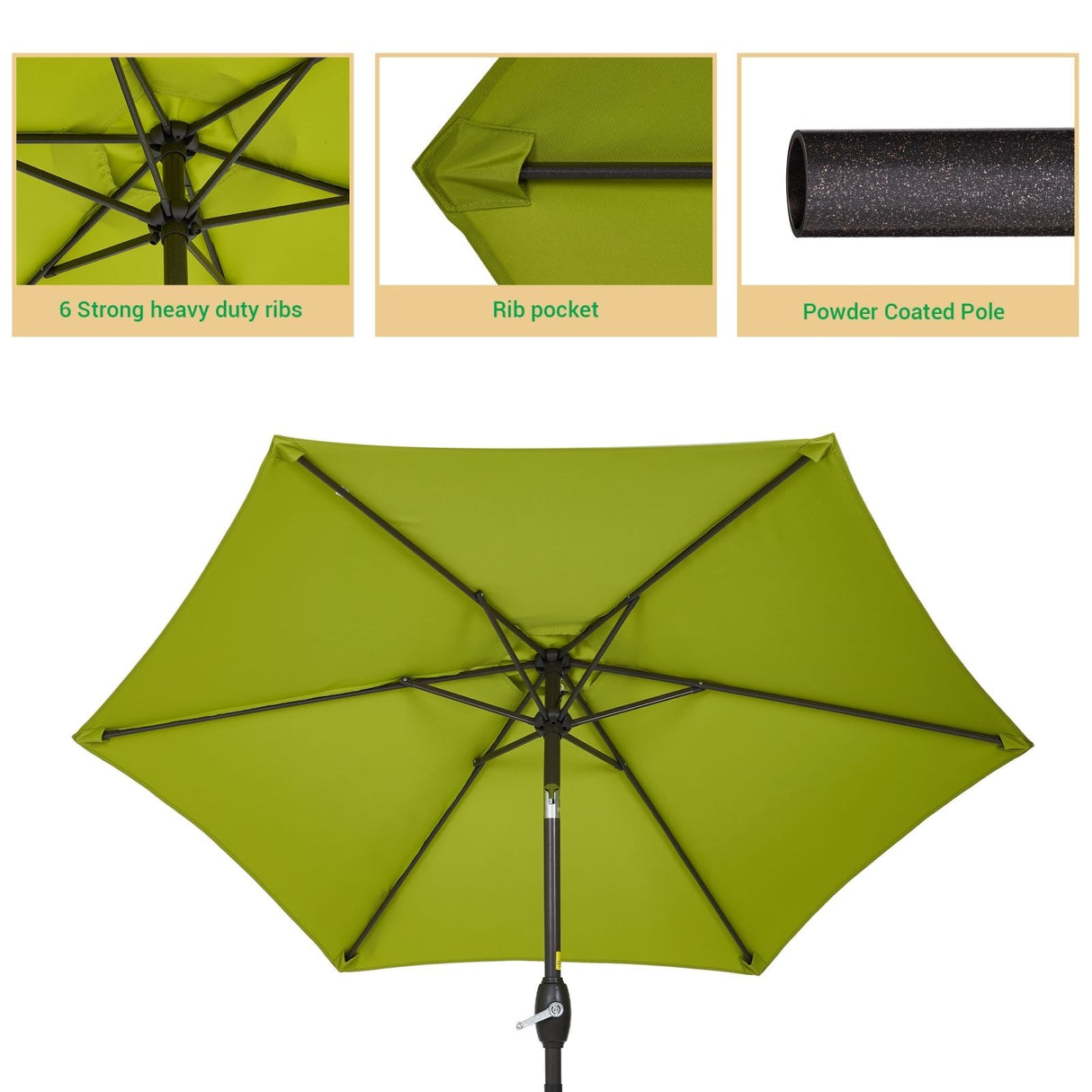 LIVOOSUN 7.5ft Steel Patio Market Umbrella Tilt System