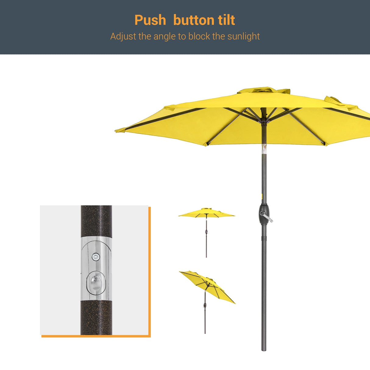 LIVOOSUN 7.5ft Steel Patio Market Umbrella Tilt System