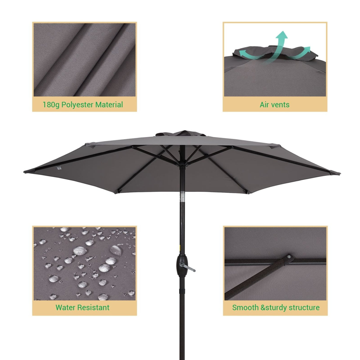 LIVOOSUN 7.5ft Steel Patio Market Umbrella Tilt System
