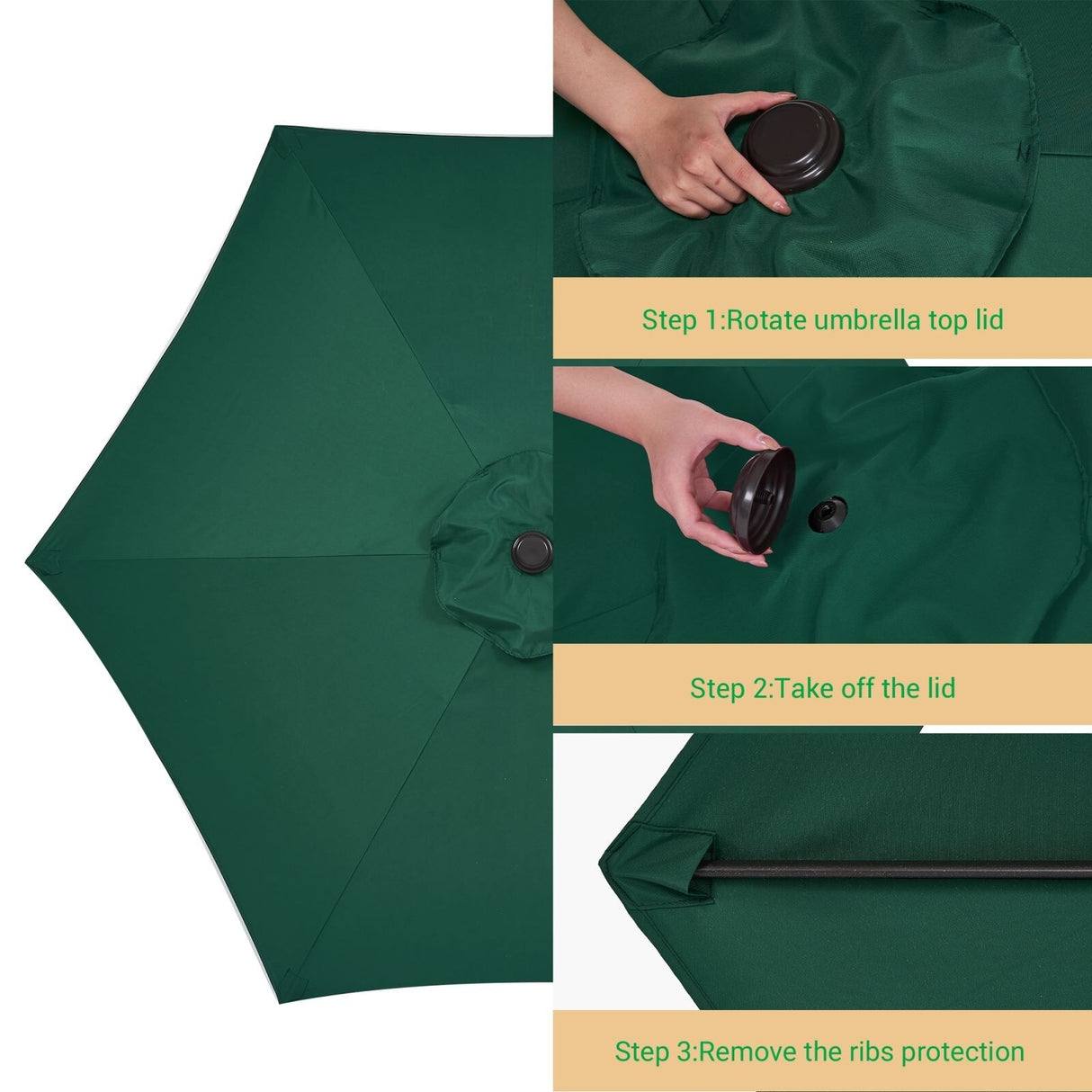 LIVOOSUN 7.5ft Steel Patio Market Umbrella Tilt System