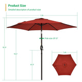 LIVOOSUN 7.5ft Steel Patio Market Umbrella Tilt System