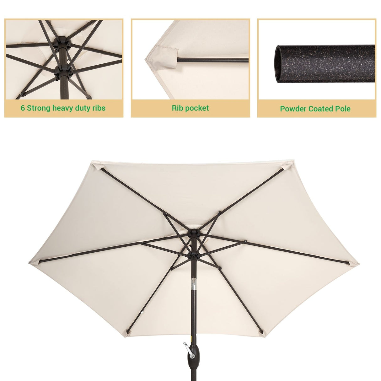 LIVOOSUN 7.5ft Steel Patio Market Umbrella Tilt System