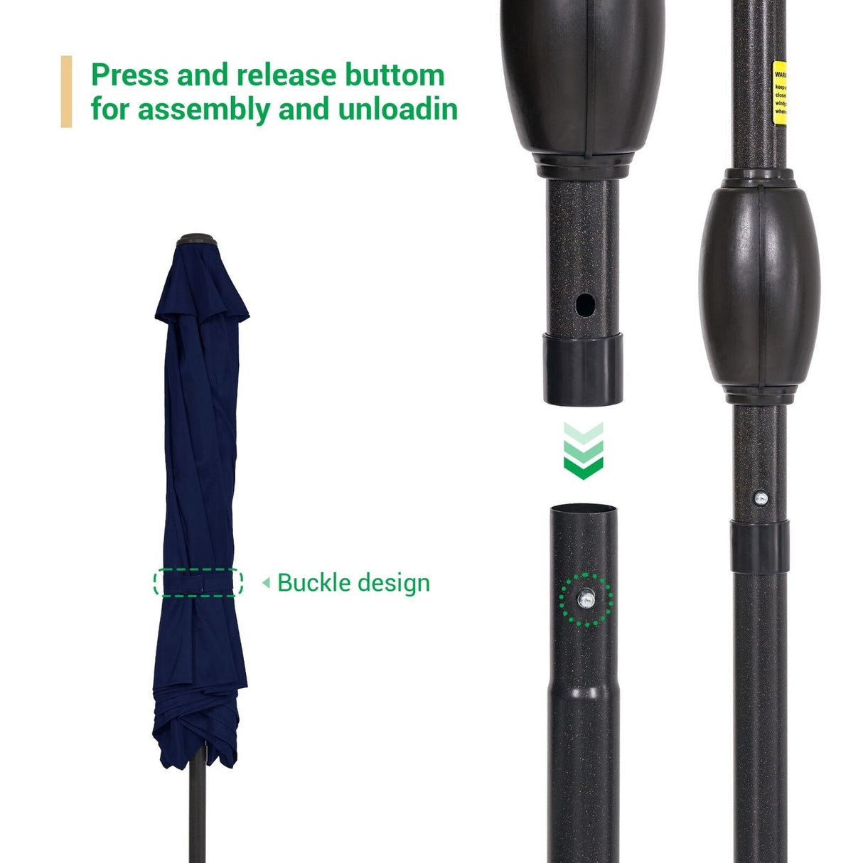 LIVOOSUN 7.5ft Steel Patio Market Umbrella Tilt System