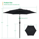 LIVOOSUN 7.5ft Steel Patio Market Umbrella Tilt System
