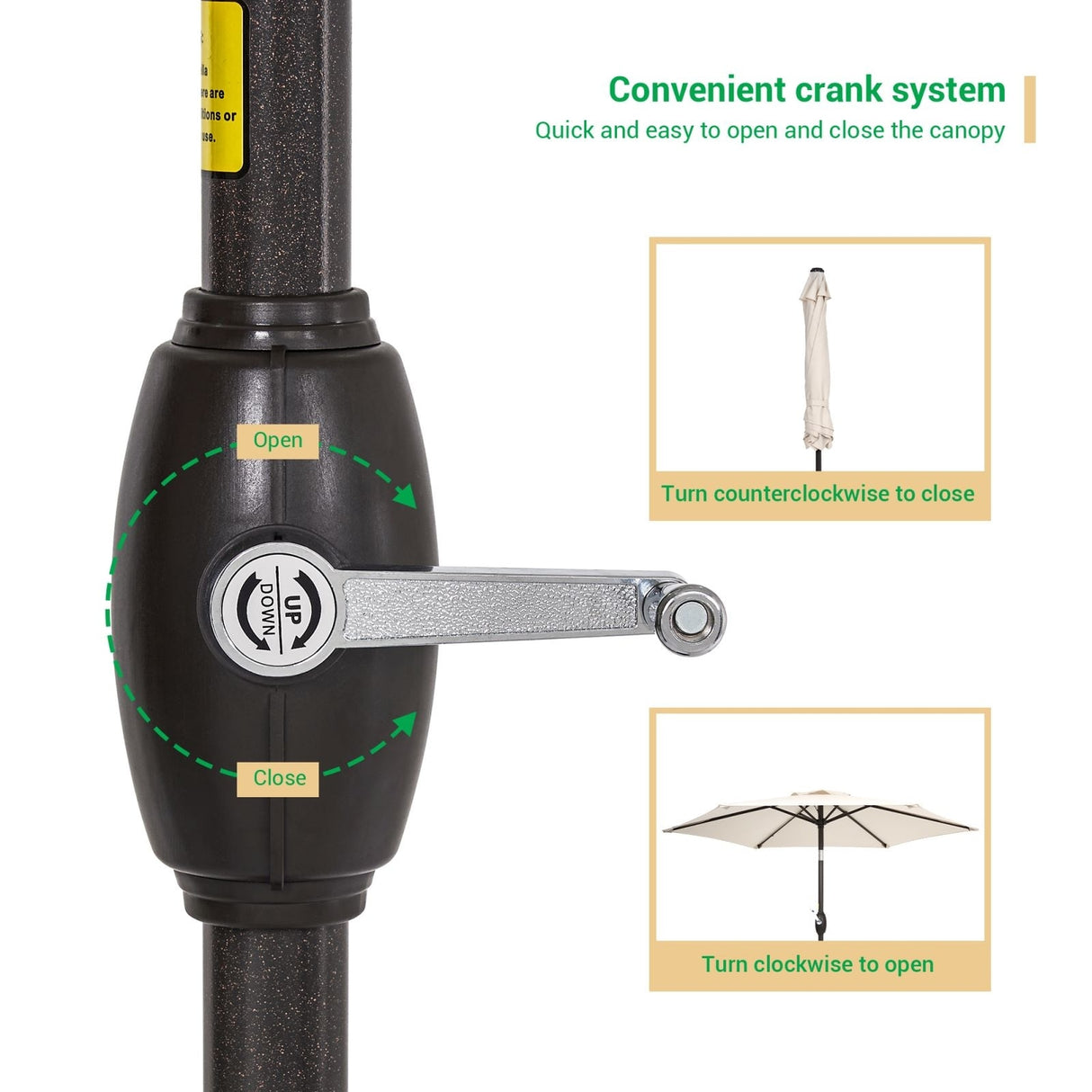 LIVOOSUN 7.5ft Steel Patio Market Umbrella Tilt System