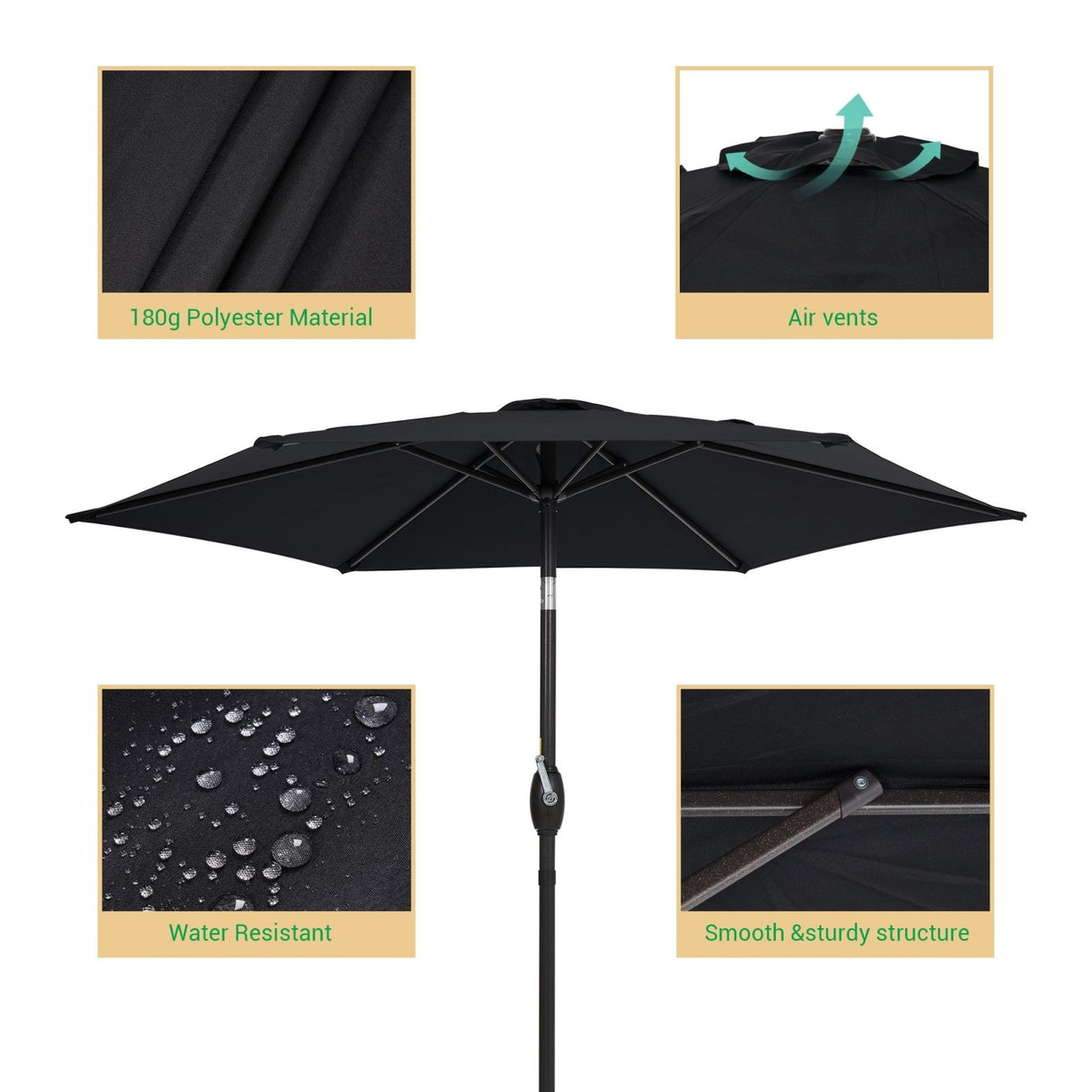 LIVOOSUN 7.5ft Steel Patio Market Umbrella Tilt System