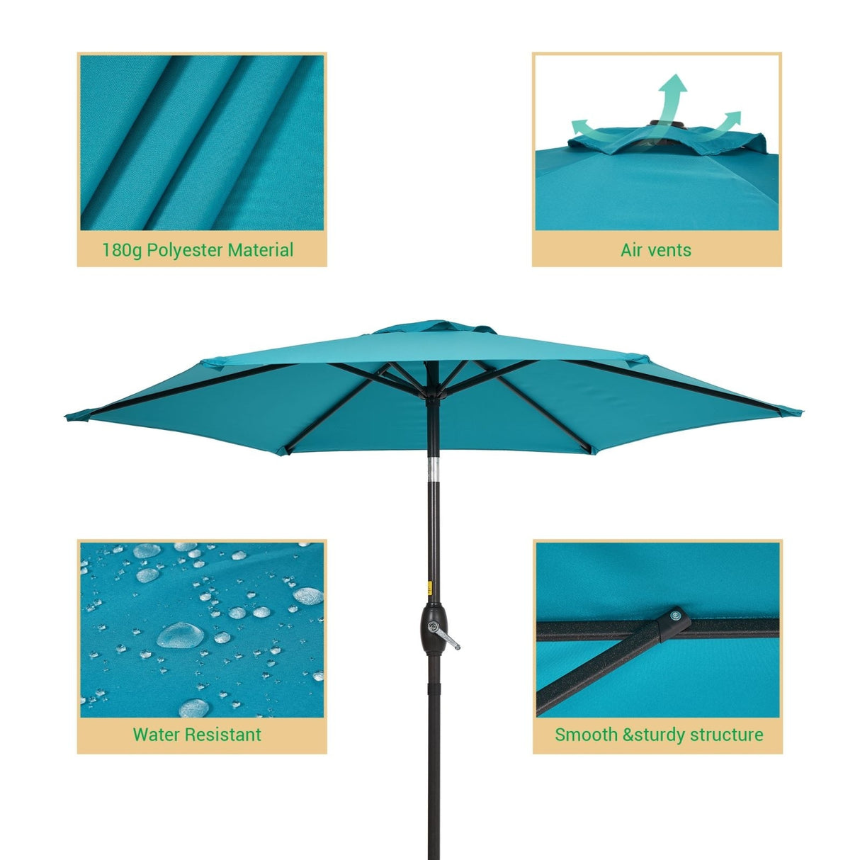 LIVOOSUN 7.5ft Steel Patio Market Umbrella Tilt System