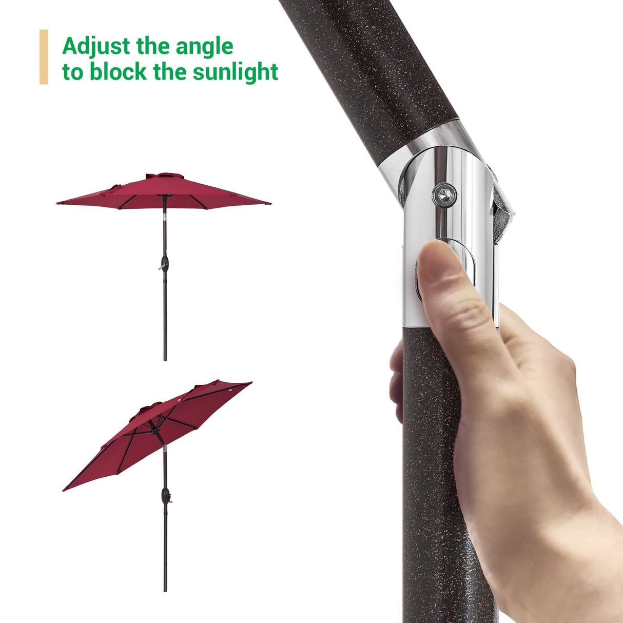 LIVOOSUN 7.5ft Steel Patio Market Umbrella Tilt System