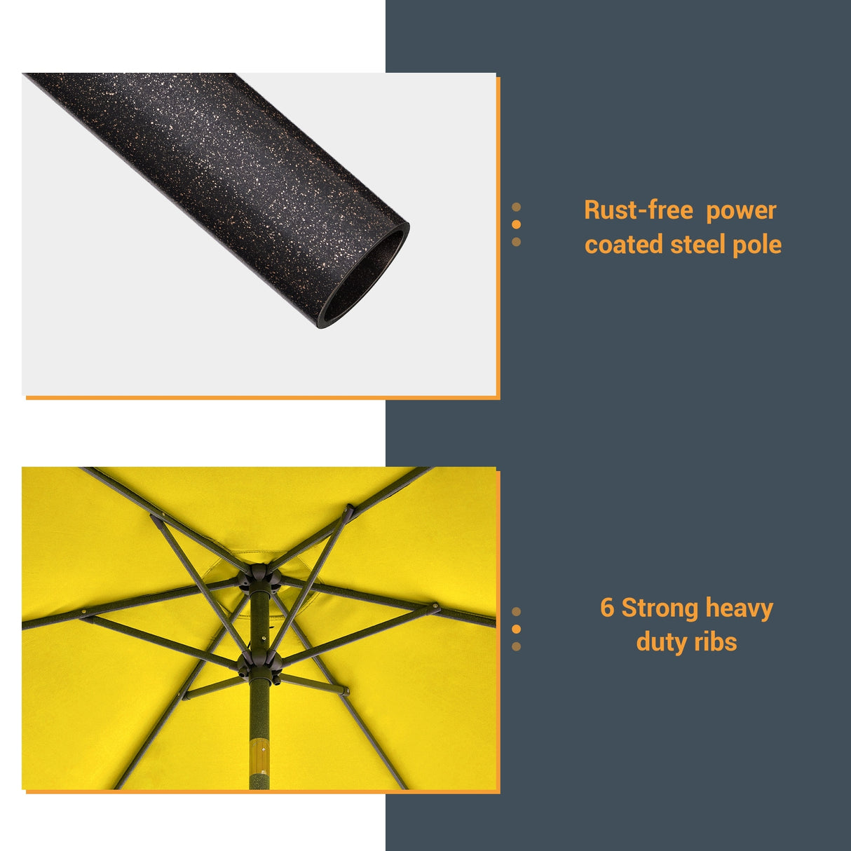 LIVOOSUN 7.5ft Steel Patio Market Umbrella Tilt System
