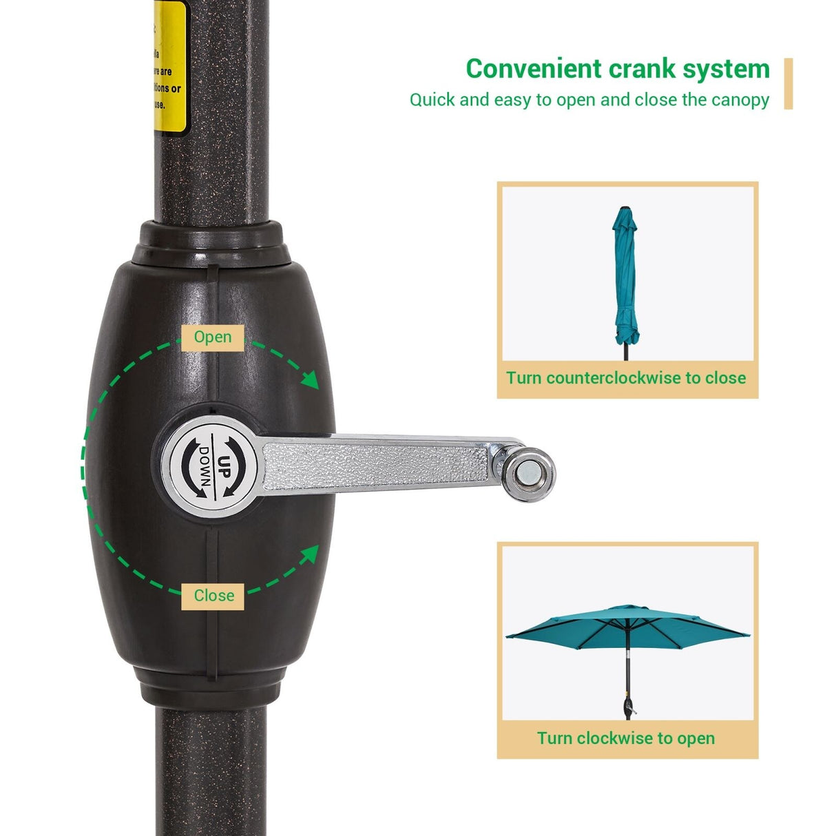 LIVOOSUN 7.5ft Steel Patio Market Umbrella Tilt System