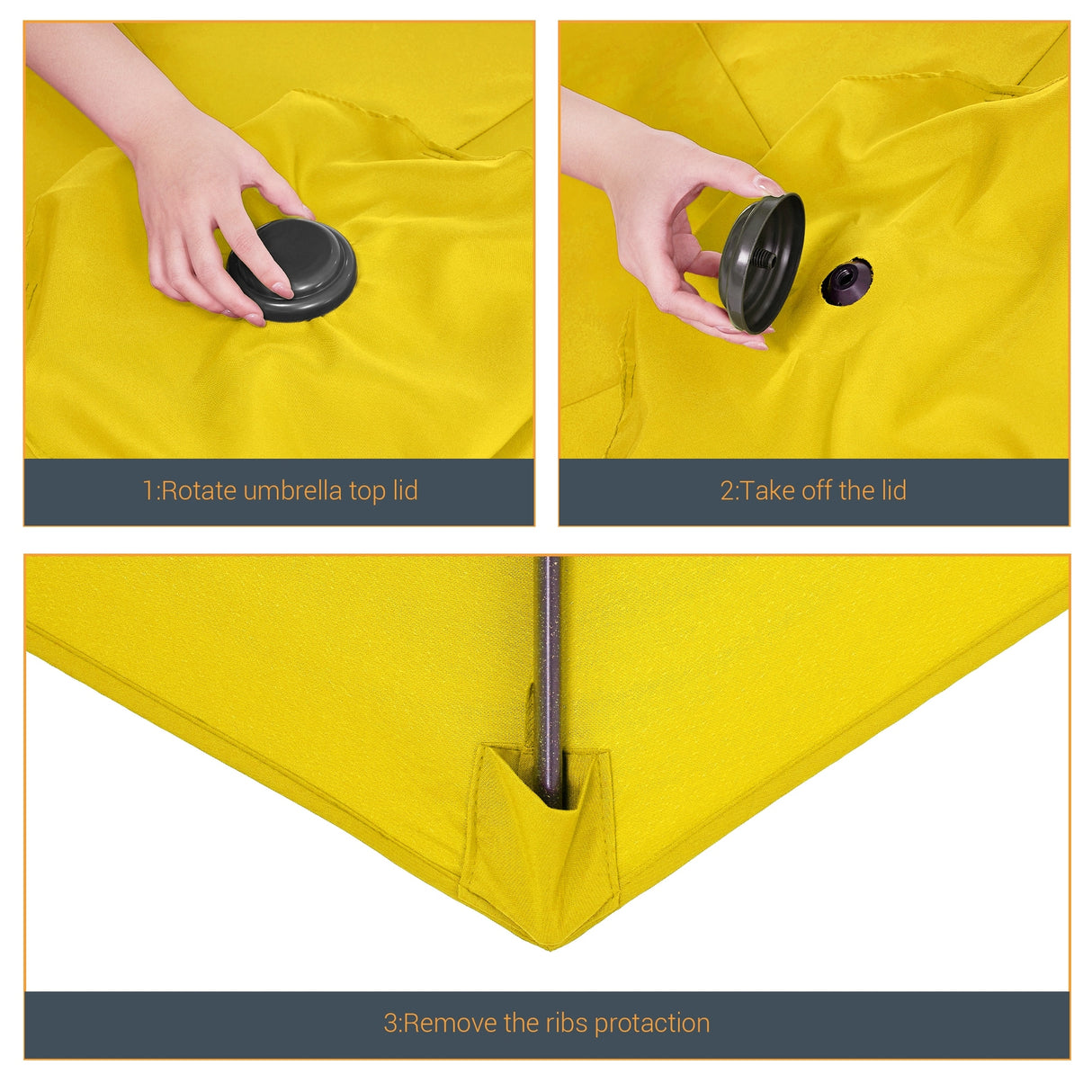 LIVOOSUN 7.5ft Steel Patio Market Umbrella Tilt System