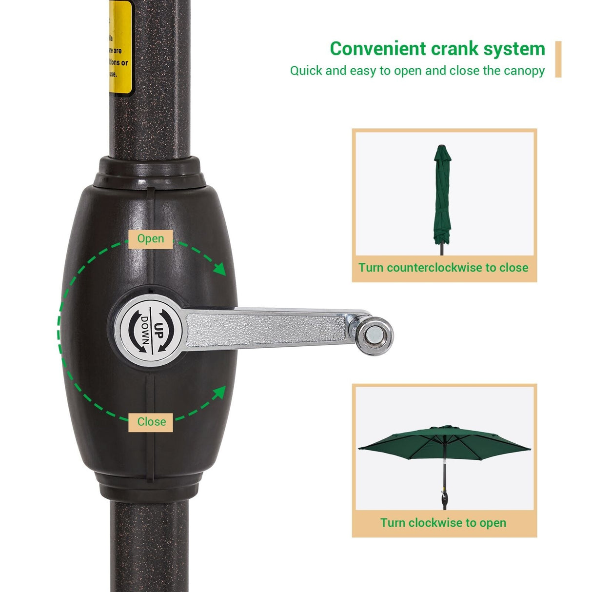 LIVOOSUN 7.5ft Steel Patio Market Umbrella Tilt System