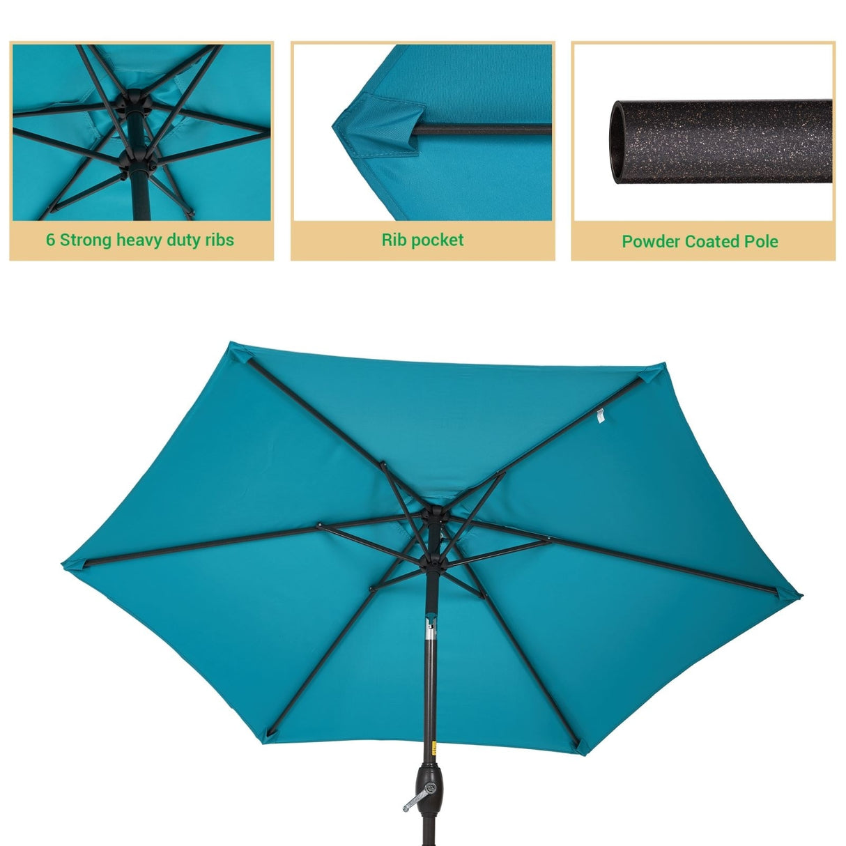 LIVOOSUN 7.5ft Steel Patio Market Umbrella Tilt System