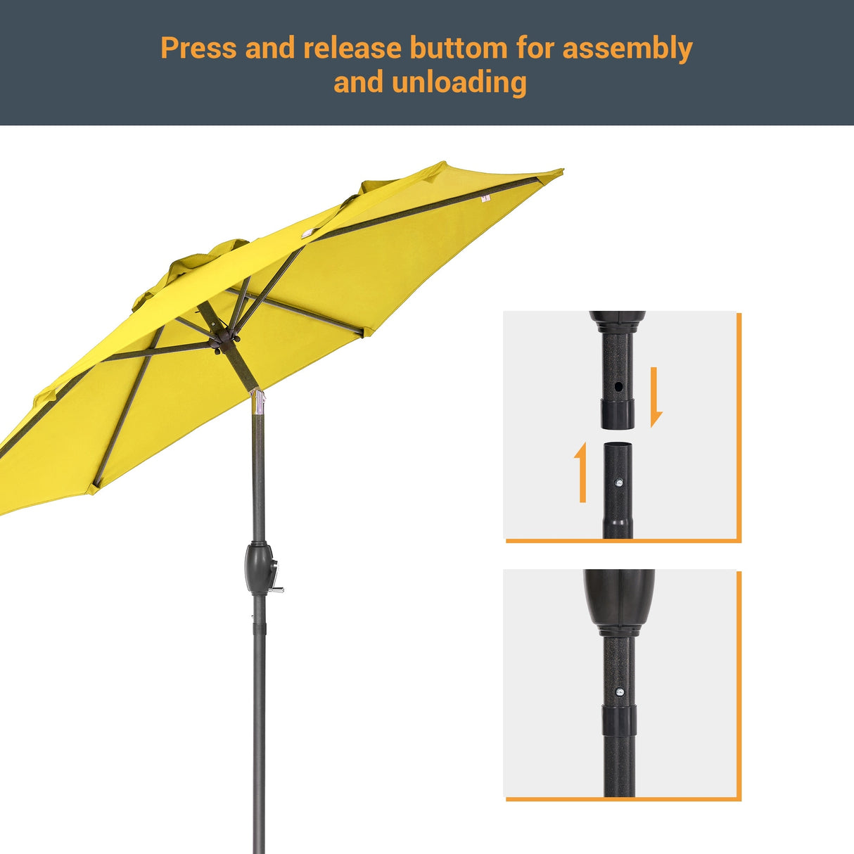 LIVOOSUN 7.5ft Steel Patio Market Umbrella Tilt System