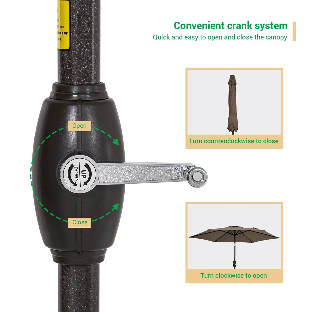 LIVOOSUN 7.5ft Steel Patio Market Umbrella Tilt System