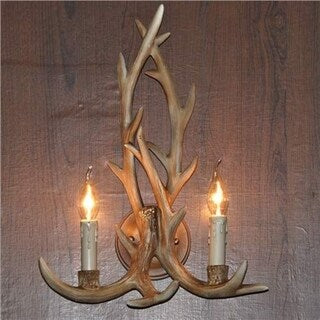LNC 2-Light Resin Antler Wall Sconce Rustic Wall Lighting Candelabra Wall Lamps
