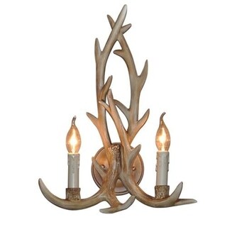 LNC 2-Light Resin Antler Wall Sconce Rustic Wall Lighting Candelabra Wall Lamps