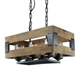 LNC Wooden Chandeliers Rustic Pendant Lighting 6-light Kitchen Island Lighting