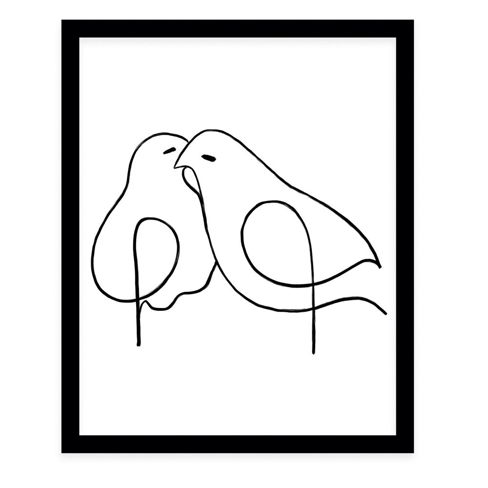 LOVE BIRDS Black Framed Giclee Print By Kavka Designs