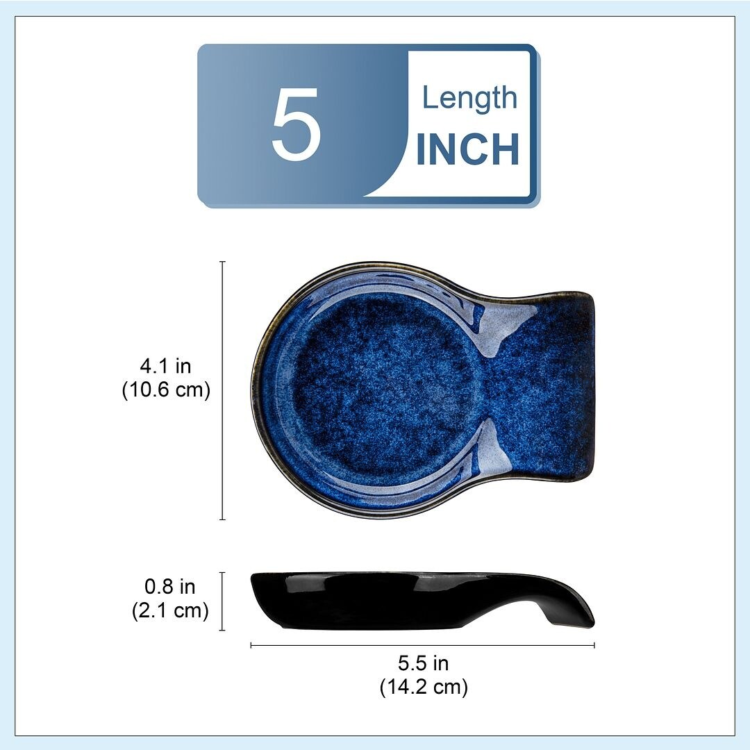 LOVECASA 2-Piece Porcelain Spoon Holder Utensil Rest for Kitchen - 5.5 " x 4.1"