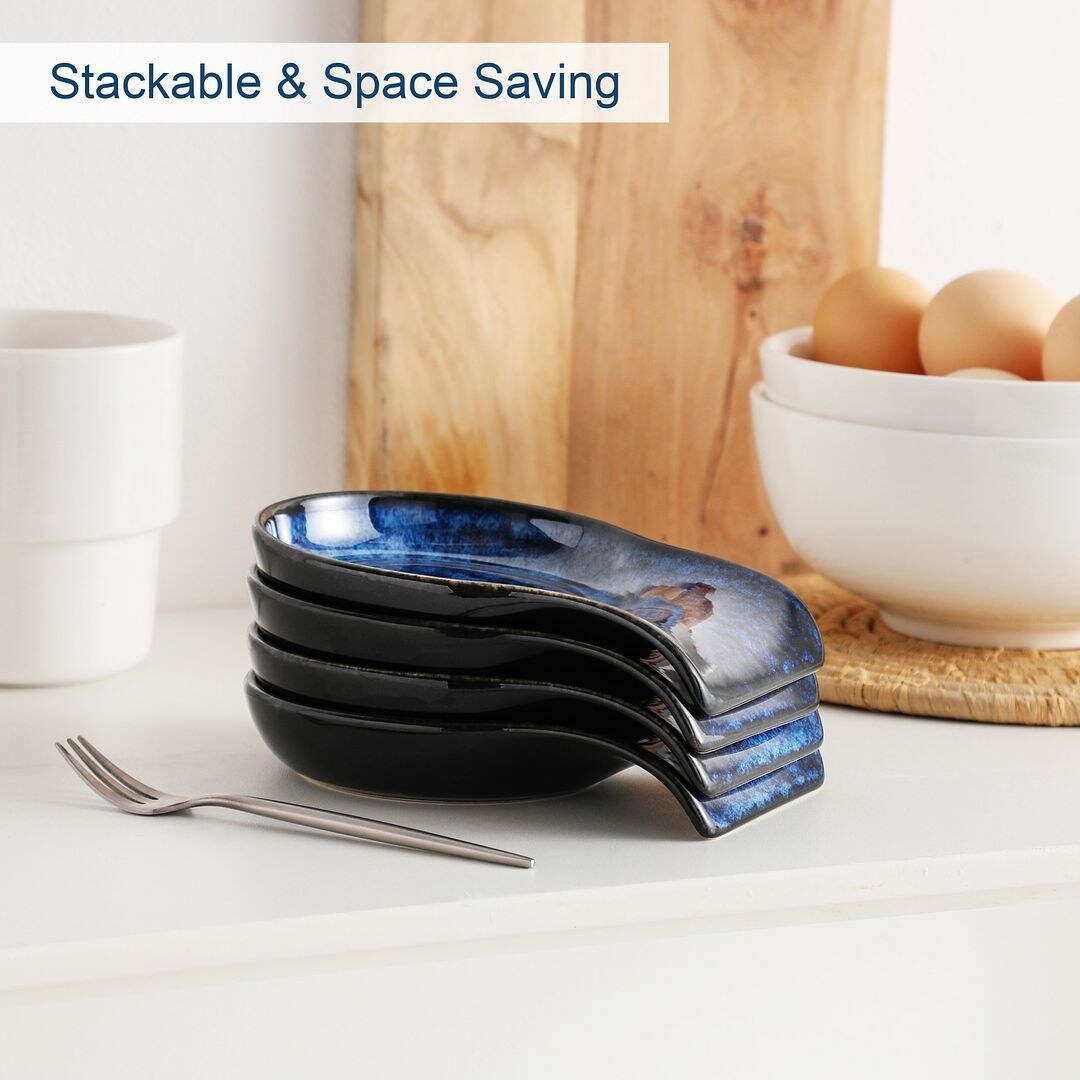 LOVECASA 2-Piece Porcelain Spoon Holder Utensil Rest for Kitchen - 5.5 " x 4.1"