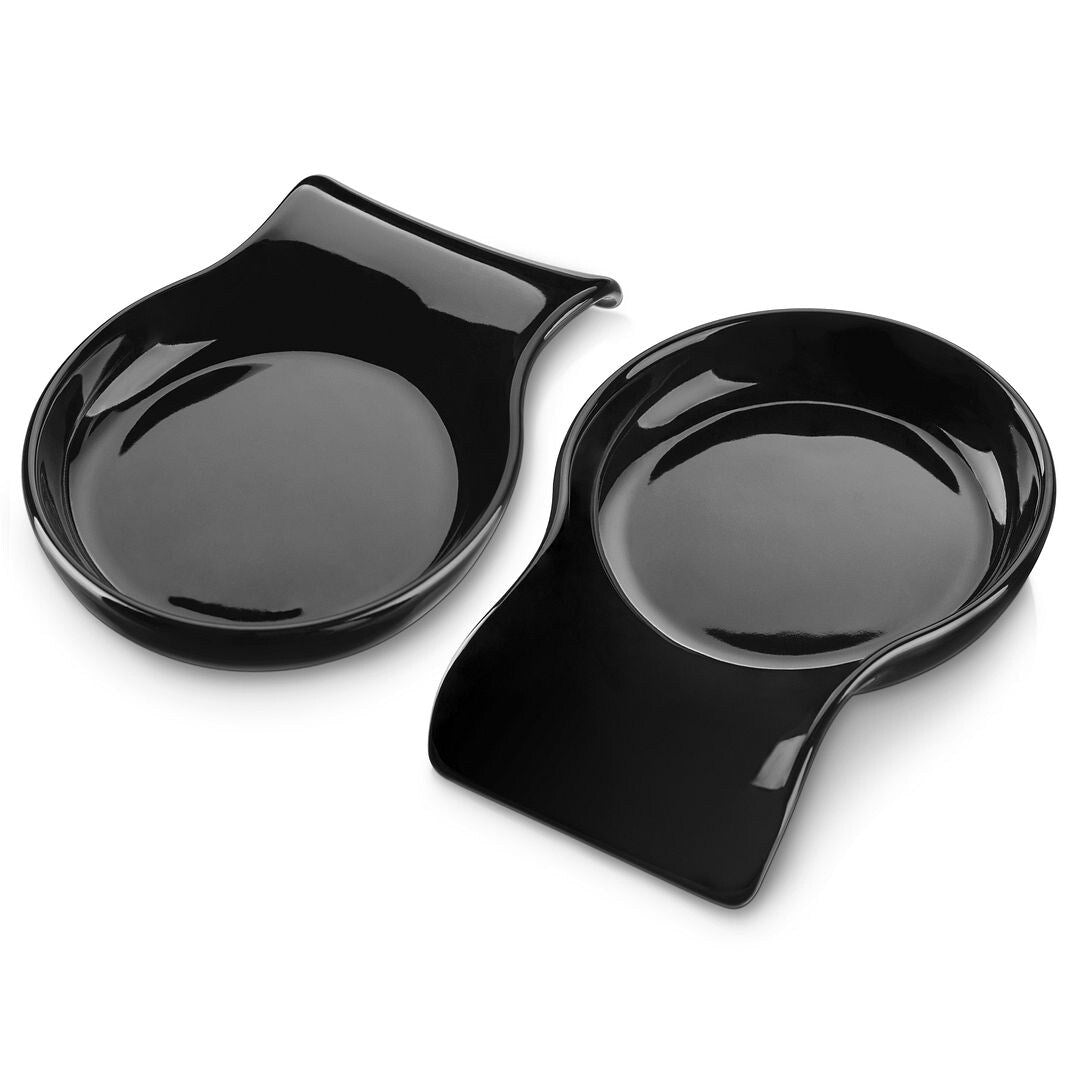 LOVECASA 2-Piece Porcelain Spoon Holder Utensil Rest for Kitchen - 5.5 " x 4.1"