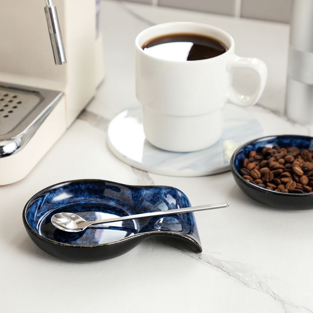 LOVECASA 2-Piece Porcelain Spoon Holder Utensil Rest for Kitchen - 5.5 " x 4.1"