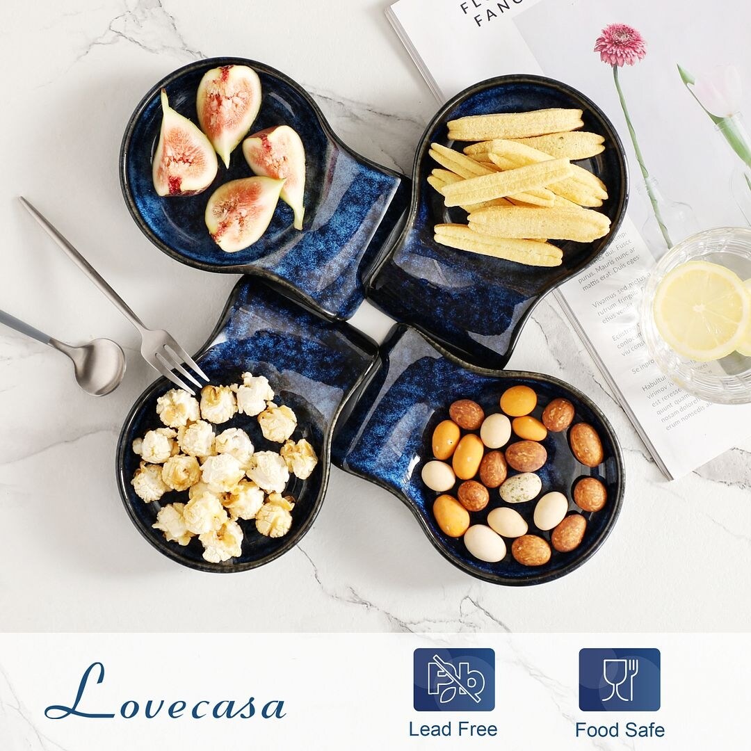 LOVECASA 2-Piece Porcelain Spoon Holder Utensil Rest for Kitchen - 5.5 " x 4.1"