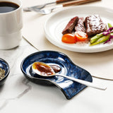 LOVECASA 2-Piece Porcelain Spoon Holder Utensil Rest for Kitchen - 5.5 " x 4.1"