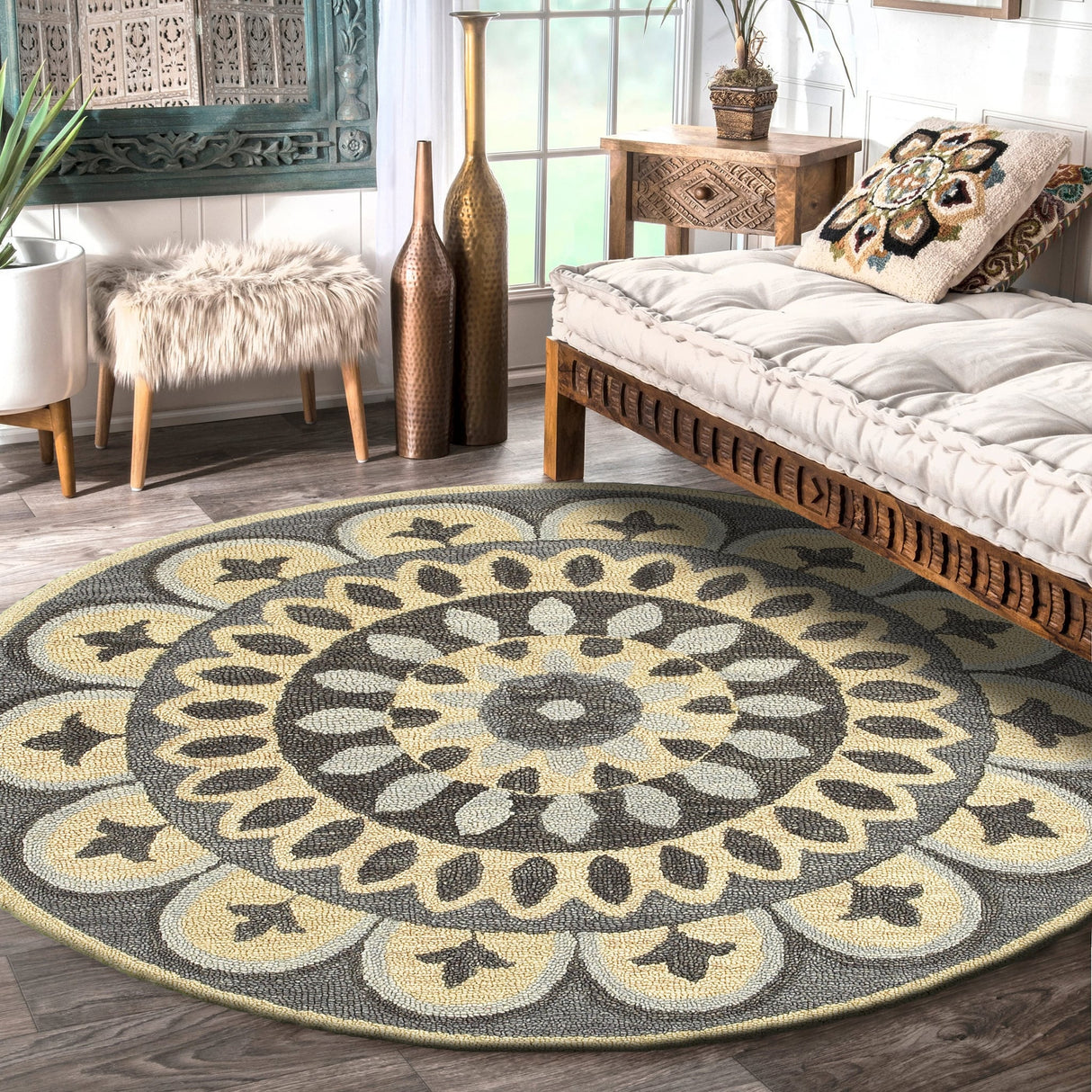 Sevita Modern Floral Bloom Mandala Rug