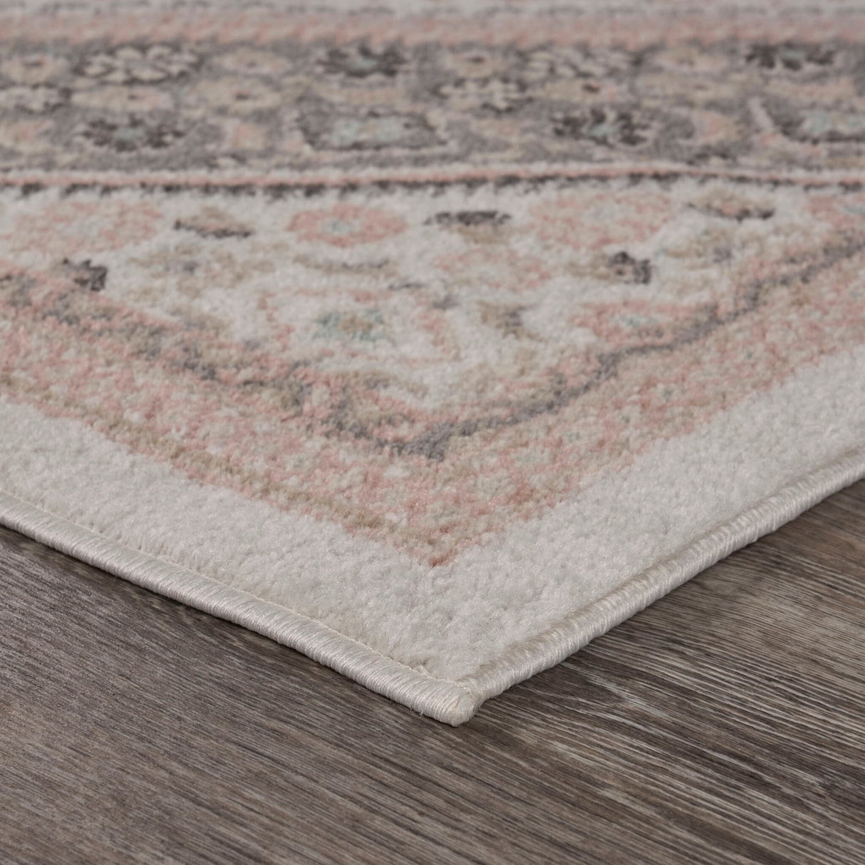 Sevita Gray and Blush Pink Oriental Area Rug