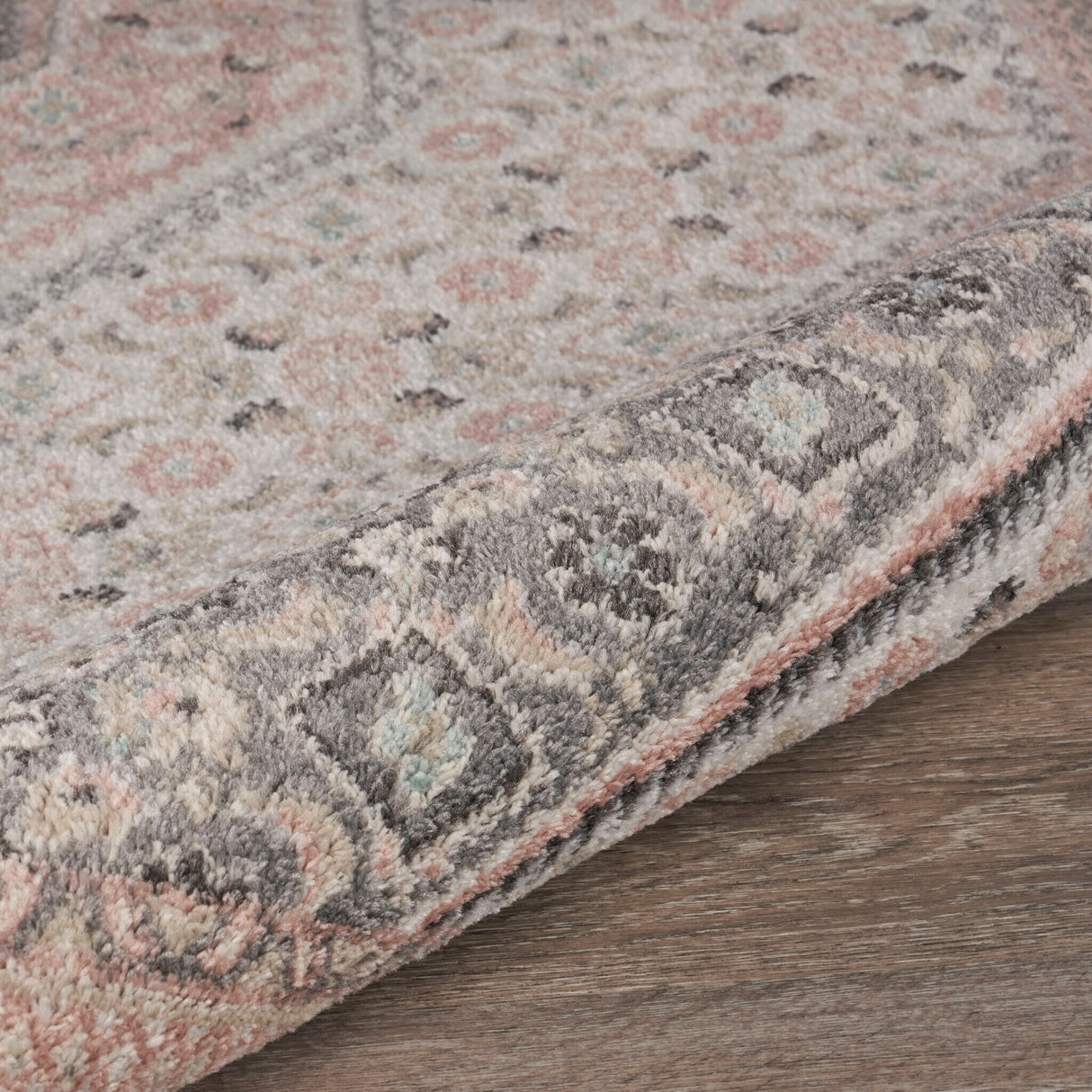 Sevita Gray and Blush Pink Oriental Area Rug