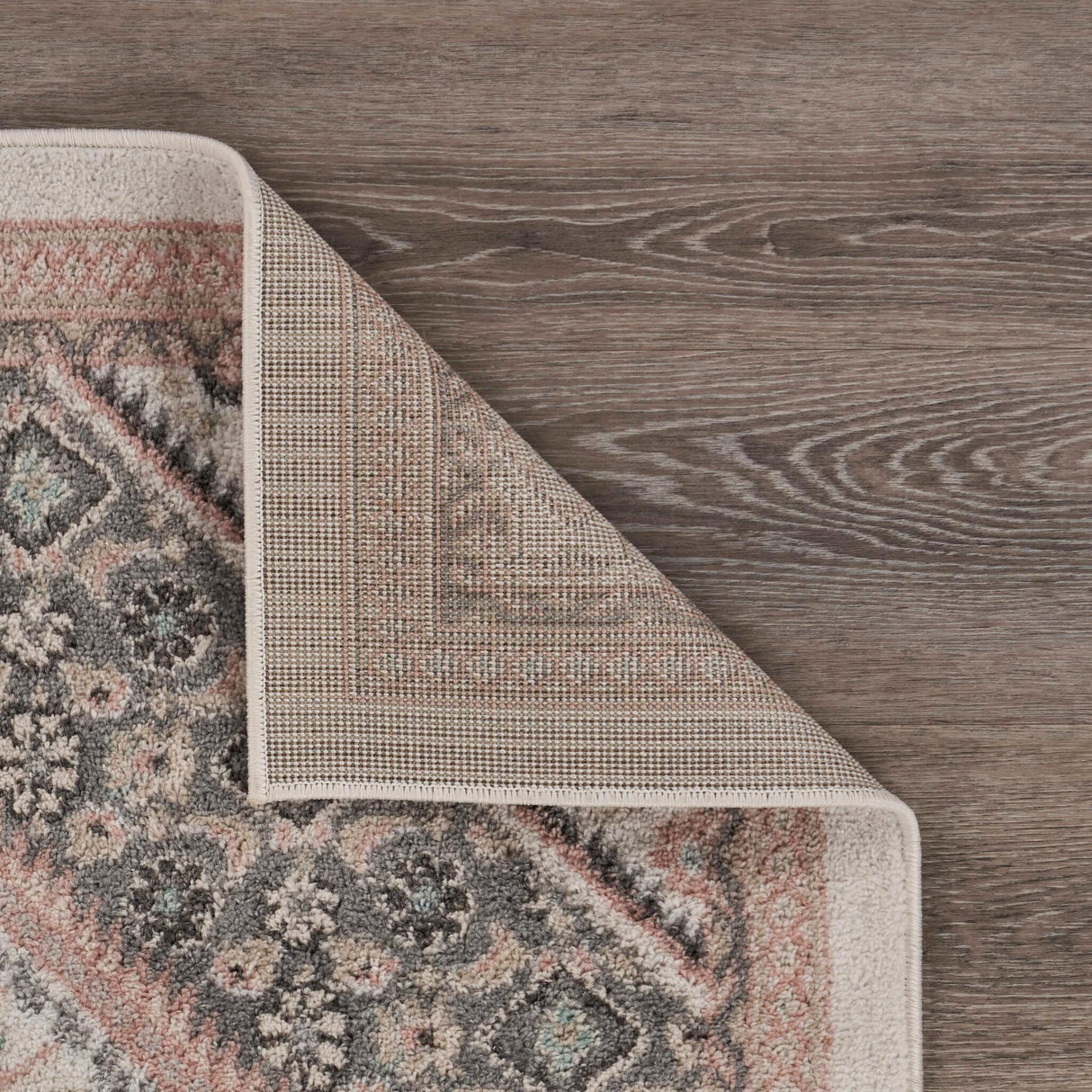 Sevita Gray and Blush Pink Oriental Area Rug