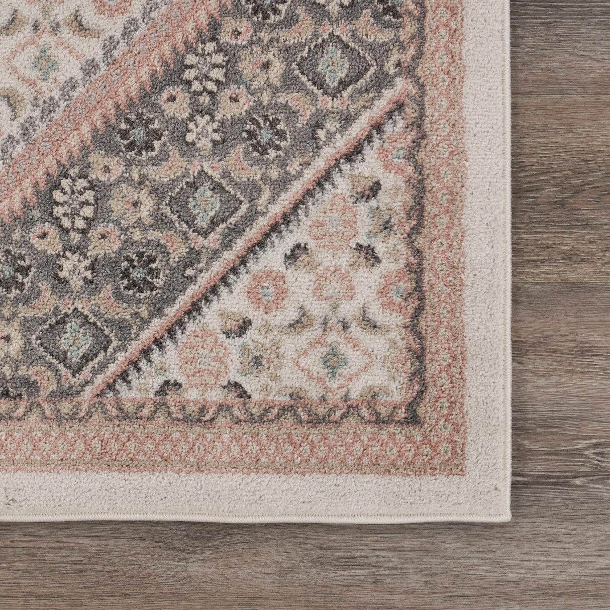 Sevita Gray and Blush Pink Oriental Area Rug