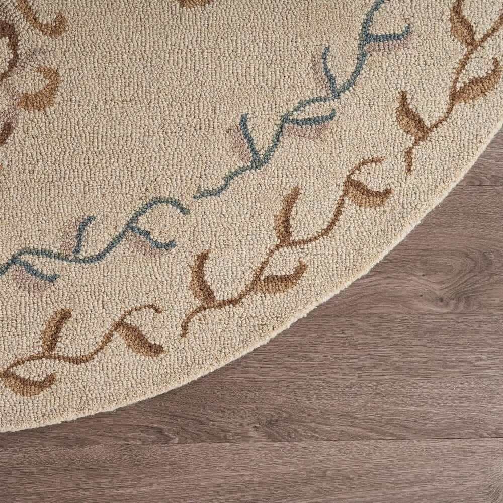 Sevita Hand Tufted Classic Husbandry Ivory Wool Rug - 6' Round/Surplus