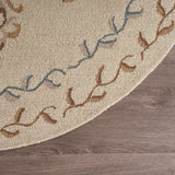 Sevita Hand Tufted Classic Husbandry Ivory Wool Rug - 6' Round/Surplus