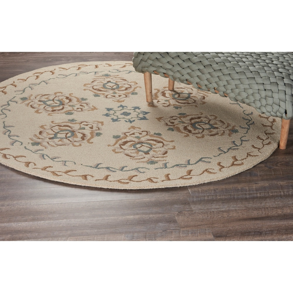 Sevita Hand Tufted Classic Husbandry Ivory Wool Rug - 6' Round/Surplus