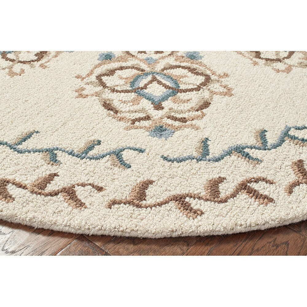 Sevita Hand Tufted Classic Husbandry Ivory Wool Rug - 6' Round/Surplus