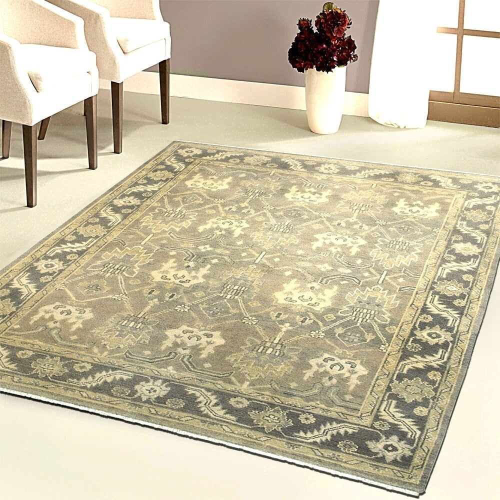 Sevita Hand Knotted Kareena Czarist Charcoal/ Gray Wool Rug - 9' x 12'/Surplus