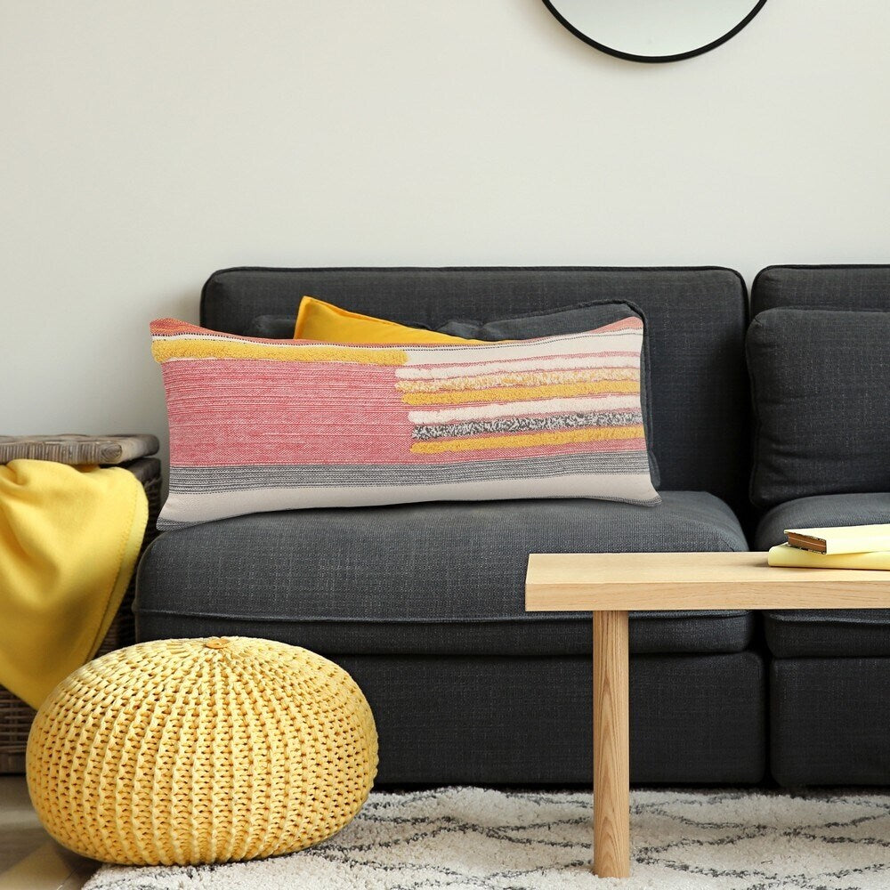 Sevita Multi-Lined Natural Cotton Throw Pillow 18 inch